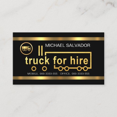 Gold Truck For Hire Signage Business Card