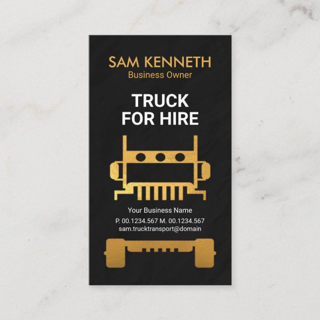 Gold Truck Granite Texture Transportation Driver Business Card (Front)