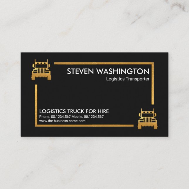 Gold Truck Logistics Box Transportation Driver Business Card (Front)