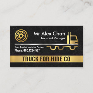 Gold Truck Trailer Marble Grunge Business Card