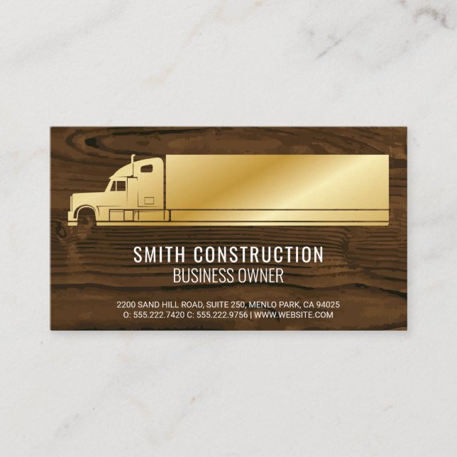 Gold Truck | Wood Background Business Card (Front)
