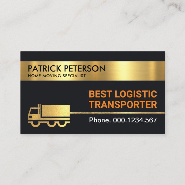 Gold Trucker Logistic Transport Line Business Card (Front)