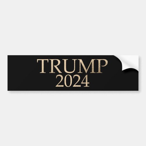 Gold Trump 2024 on Black Bumper Sticker