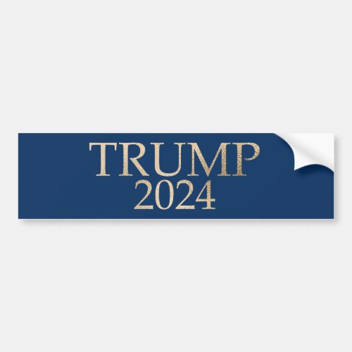Gold Trump 2024 on Blue Bumper Sticker