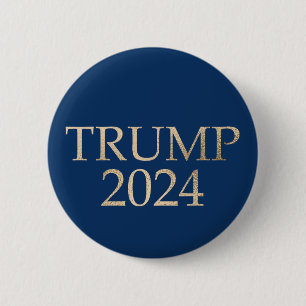 Gold Trump 2024 on Blue Button