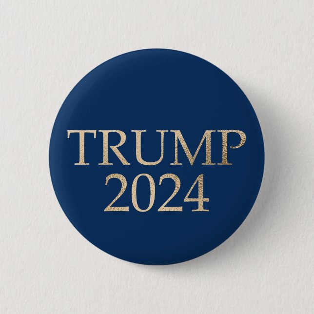 Gold Trump 2024 on Blue Button (Front)