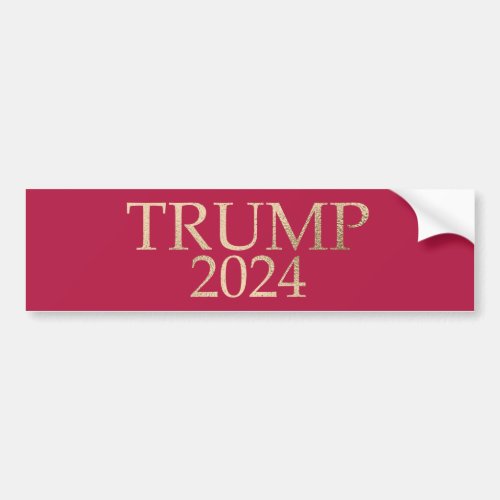 Gold Trump 2024 on Red Bumper Sticker