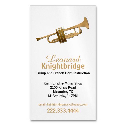 Gold Trumpet Business Business Card Magnet
