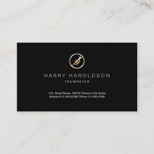 Customizable Gold Trumpet Icon Trumpeter Business Card