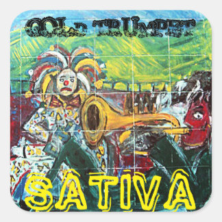 GOLD TRUMPET SATIVA SQUARE STICKER