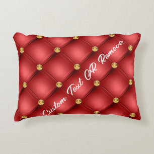 Gold Tuft Red Pillow Personalized Text