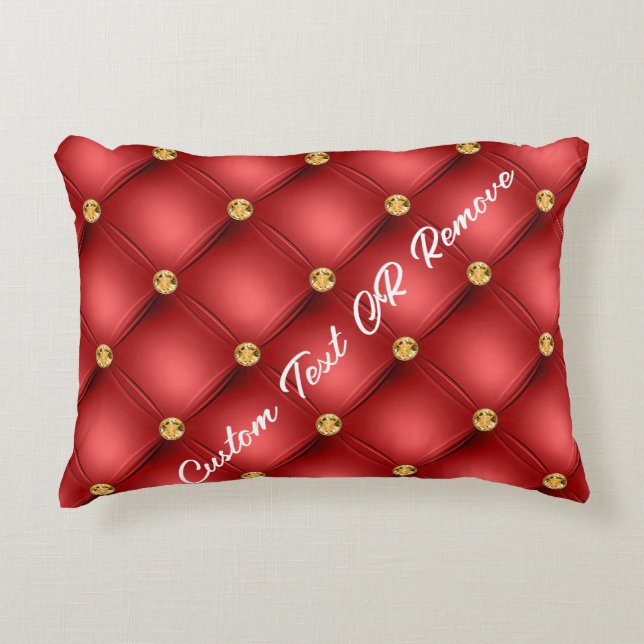 Gold Tuft Red Pillow Personalized Text (Front)