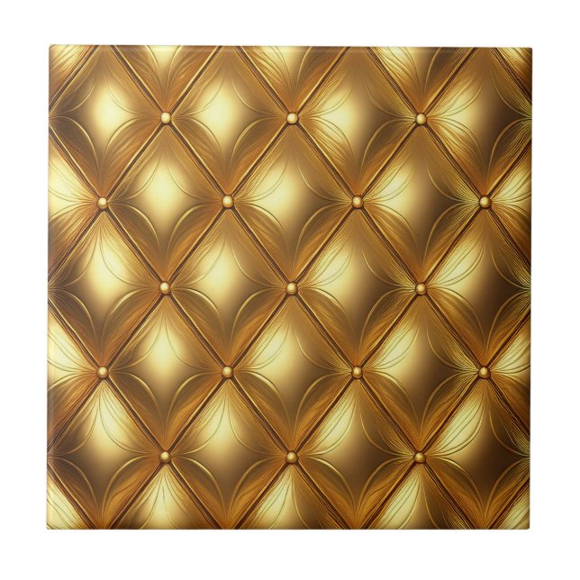 Gold Tufted Design  Ceramic Tile (Front)