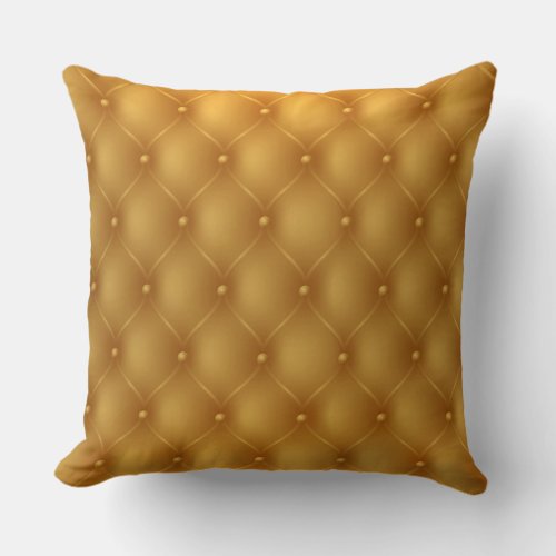Gold Tufted Leather Look Print Pillow