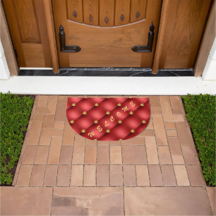 Gold Tufted Red Doormat