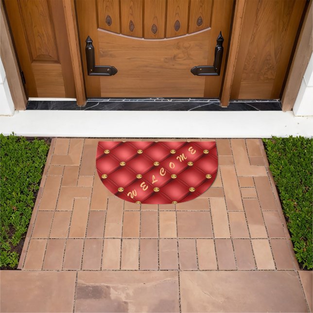 Gold Tufted Red Doormat (Outdoor)