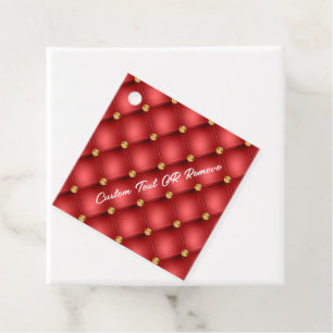 Gold Tufted Red Gift Tags Personalized Text Name