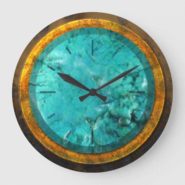 Gold & Turquoise 1 Wall Clocks (Front)