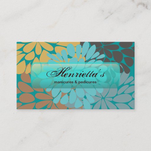 Customizable Cute Aqua Brown Gold Floral Vector Business Cards