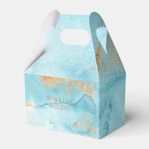Gold Turquoise Abstract Name Modern Wedding Favor Boxes
