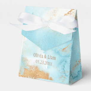 Gold Turquoise Abstract Name Modern Wedding Favor Boxes