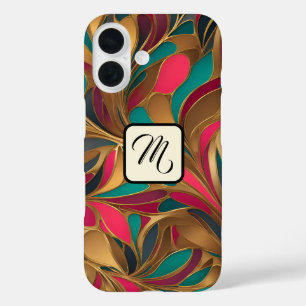 Gold Turquoise and Ruby Splash iPhone 16 Case