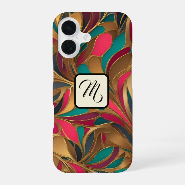 Gold Turquoise and Ruby Splash Iphone Case (Back)