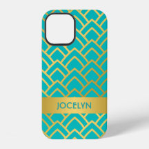 Gold Turquoise Art Deco Geometric Personalized