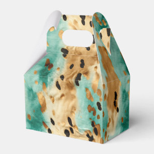 Gold Turquoise Black Animal Print Favor Boxes
