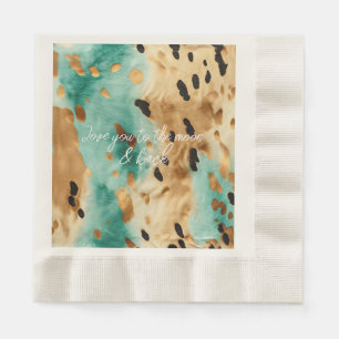 Gold Turquoise Black Animal Print Napkins