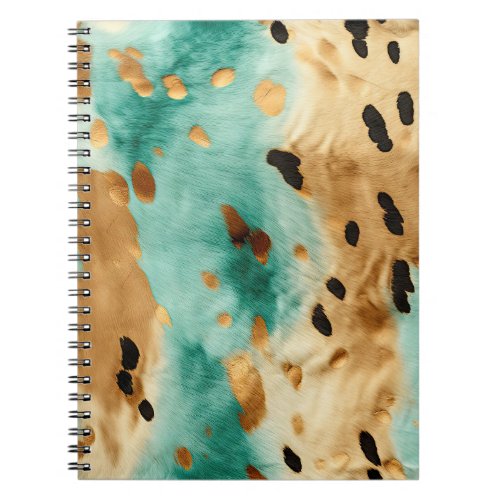 Gold Turquoise Black Animal Print Notebook