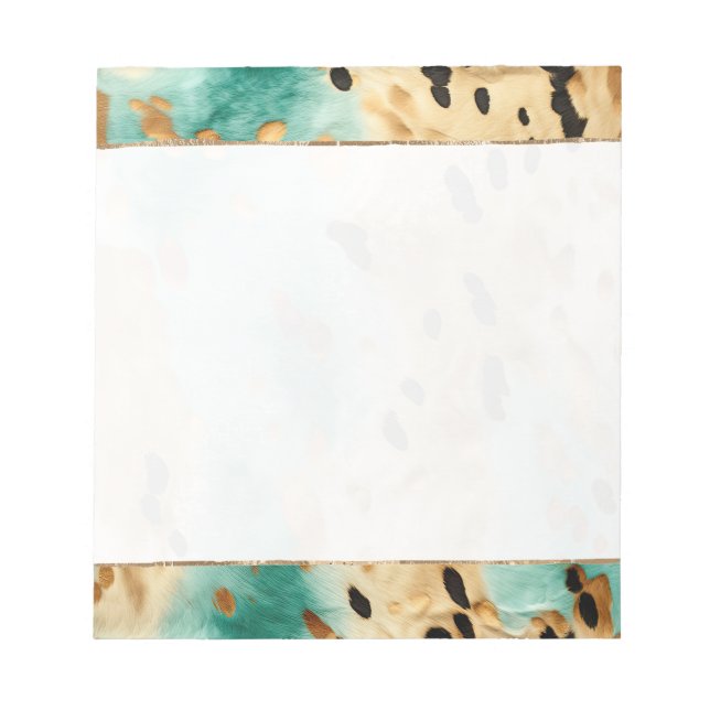 Gold Turquoise Black Animal Print Notepad (Front)