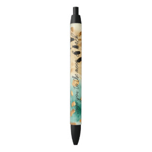 Gold Turquoise Black Animal Print Pen