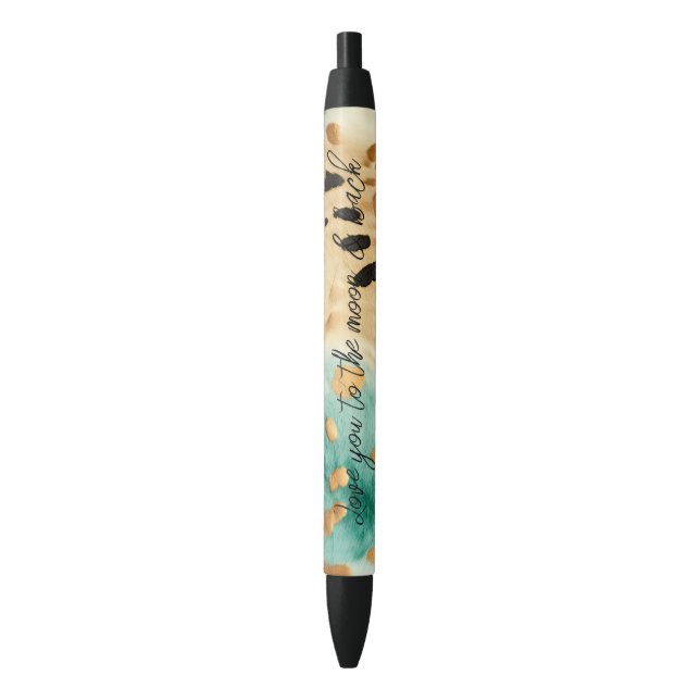 Gold Turquoise Black Animal Print Pen (Front Vertical)