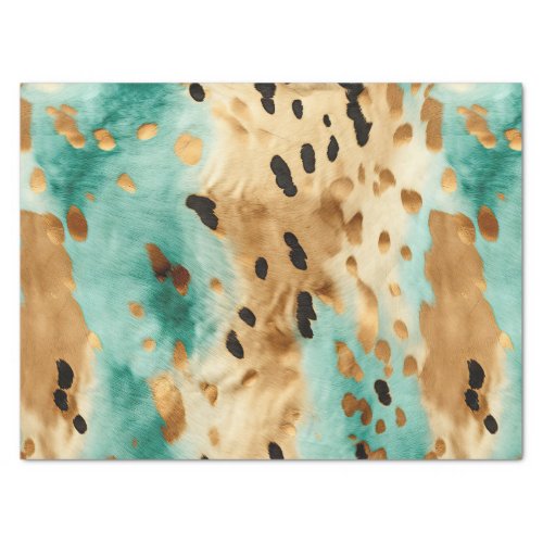 Gold Turquoise Black Animal Print Tissue Paper