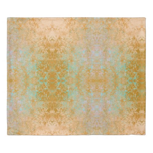 Gold  Turquoise Blue Patina Alcohol Ink Abstract Duvet Cover