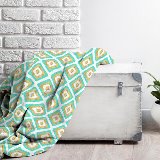 Gold & Turquoise Chic Ikat Pattern