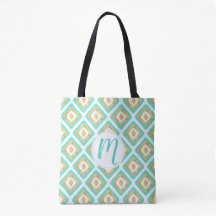 Gold & Turquoise Chic Ikat Pattern