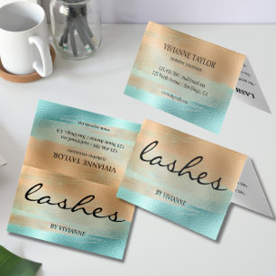 Gold Turquoise Lashes Business Card