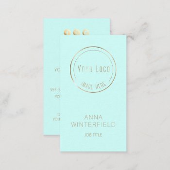 Gold Turquoise Logo Elegant Modern Social Media Business Card by CardStyle at Zazzle
