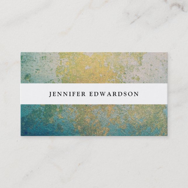 Gold & turquoise stone gemstone mineral business card (Front)
