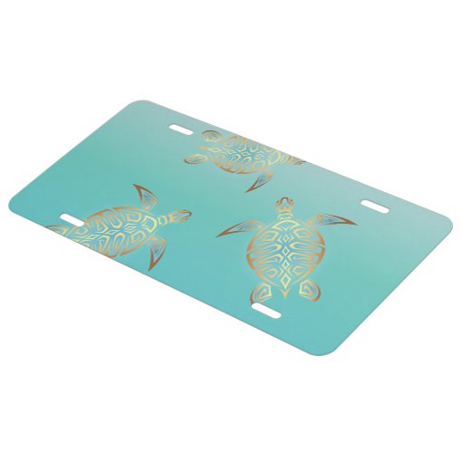 Gold Turquoise Turtles License Plate Zazzle