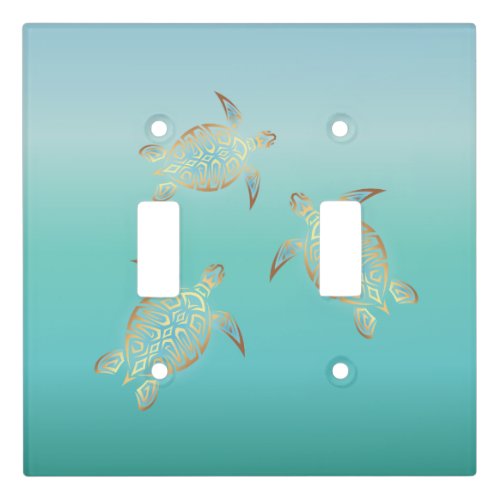 Gold Turquoise Turtles Light Switch Cover