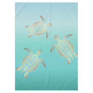 Gold Turquoise Turtles Tablecloth