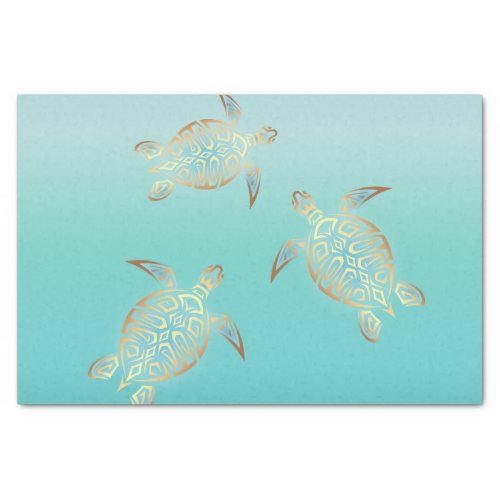 Gold Turquoise Turtles Tissue Paper