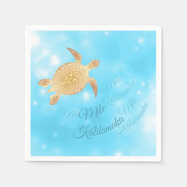 Gold Turtle | Hawaiian Christmas | Napkins (Front)