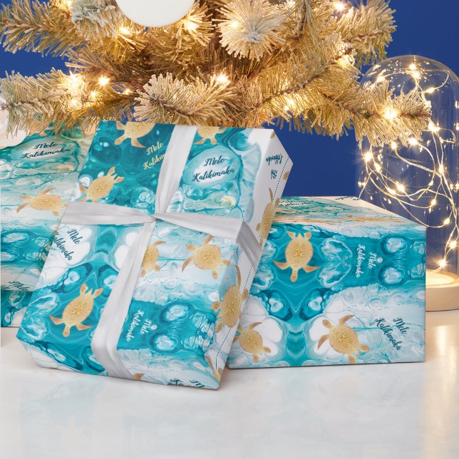 Gold Turtles Ink  | Mele Kalikimaka Christmas  Wrapping Paper (Holidays)