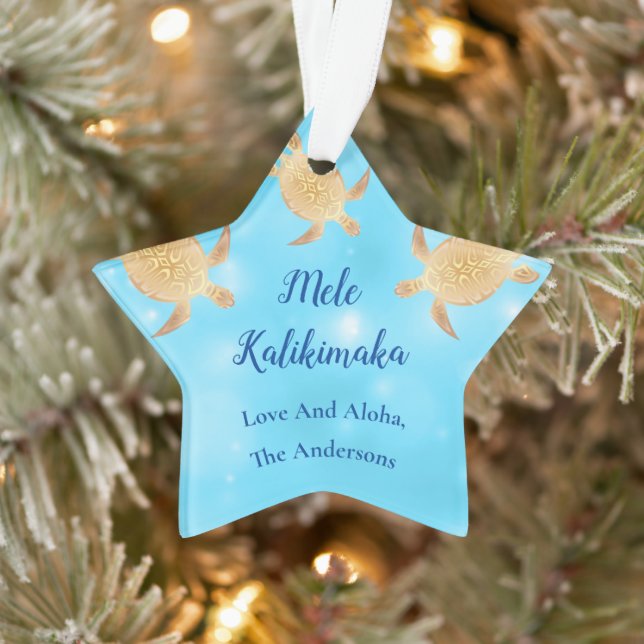 Gold Turtles Mele Kalikimaka Hawaiian Christmas Or Ornament (Tree)