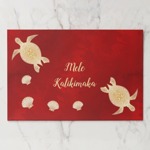 Gold Turtles Mele Kalikimaka Hawaiian Red Paper Pad