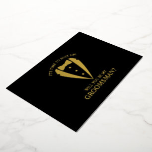 Gold Tuxedo Suit Personalized Groomsman Proposal Foil Invitation